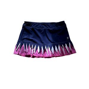 SOFIBELLA Women's Fringe Geometric Tiered Tennis Skort Skirt Blue Size XL